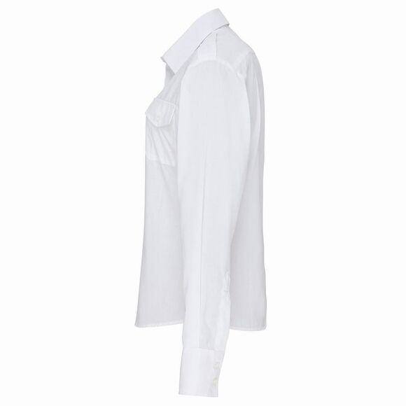 Premier Womens/Ladies Long-Sleeved Pilot Shirt / White - Picture 3 of 4